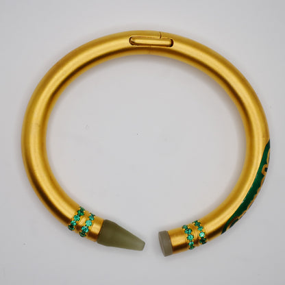 Customizable Crayon Bracelet with Nephrite and Lab Emeralds, Gold Filled, view 7