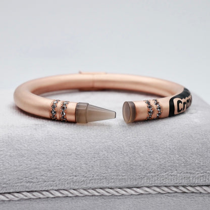Customizable Crayon Bracelet with Grey Agate and Moissanites, Gold Filled, view 7