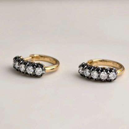 Scallop Diamond Hoops, 18K Gold