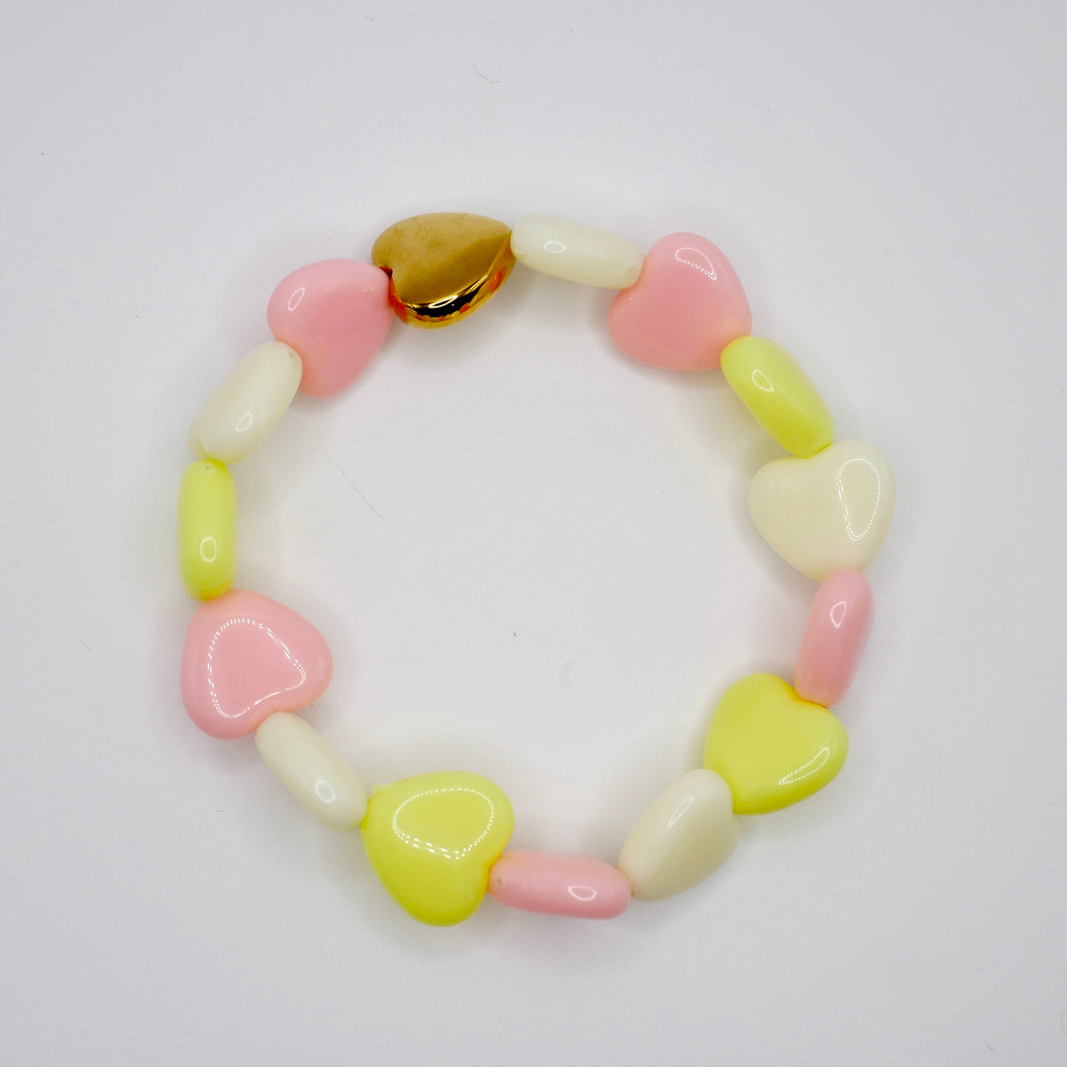 Pastel Heart Bead Stretch Bracelet with Heart Bead, 18K Gold Filled, Ready to Ship (Copy)