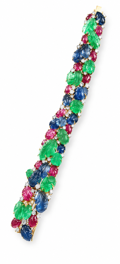 Tutti Frutti Bracelet — Carved Lab-Grown Emerald, 18K Gold, view 3