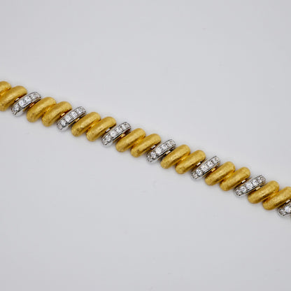 Rigatto Silk Engraved Bracelet with Moissanites, 18K Gold Filled, view 4