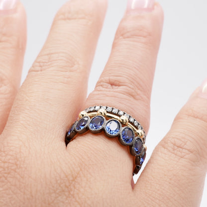 Eternity Band with Oval Sapphires in Milligrain Setting, view 10