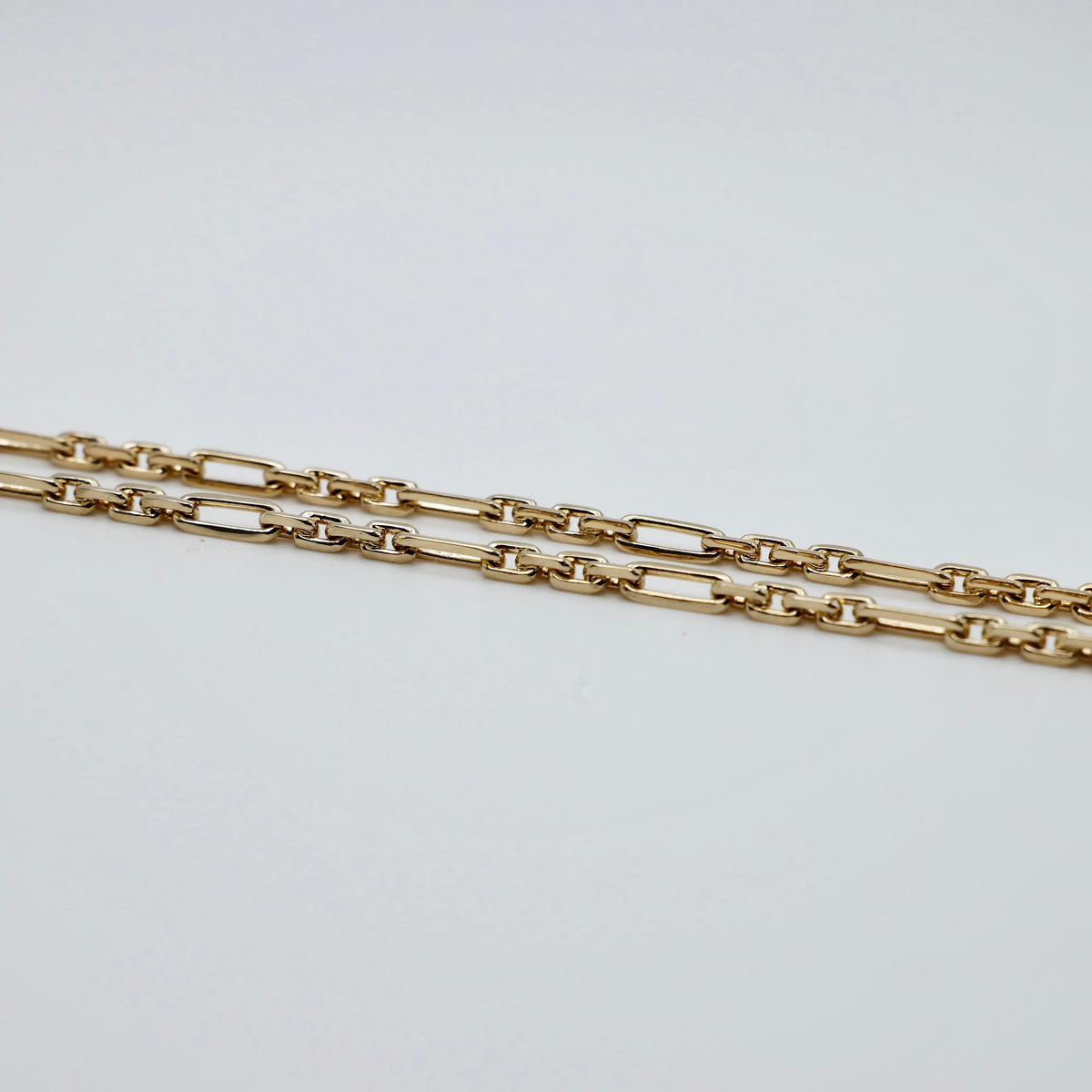 Lab Emerald Gold Trombone Chain Necklace, 18K Gold