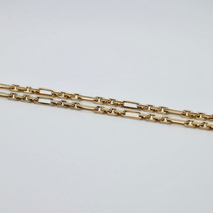 Lab Sapphire Gold Trombone Chain Necklace, 18K Gold