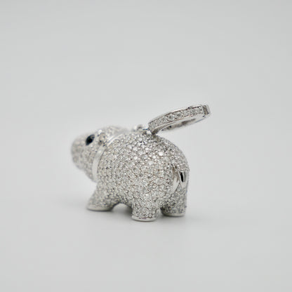 Baby Hippo Locket Pendant, White Gold, view 4
