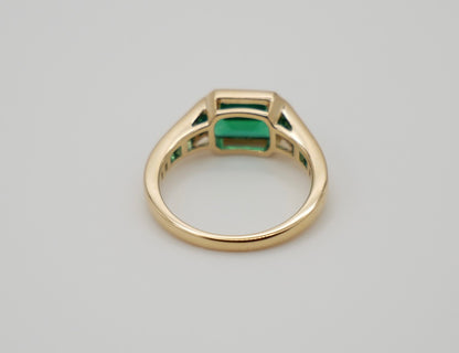 Caliber Step Cut Lab Grown Emerald Ring, Zambian or Colombian, view 6