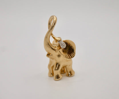 Diamond Large Elephant Pendant Charm, 18K Gold, view 5