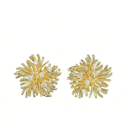 Sea Anemone Thistle Diamond Stud Earrings, 18K Gold