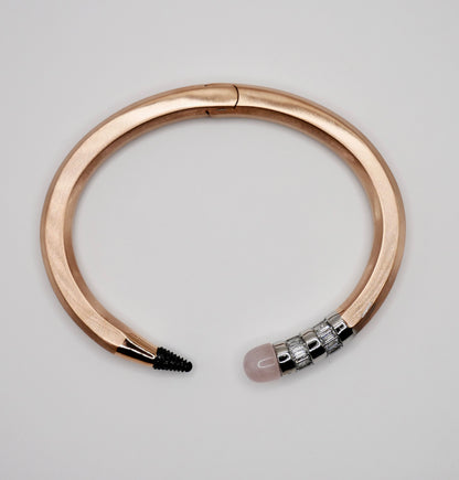 Pencil Bangle with Moissanite and Pink Nephrite, 18K Gold Filled, view 2