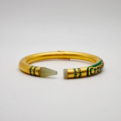 Customizable Crayon Bracelet with Nephrite and Lab Emeralds, Gold Filled