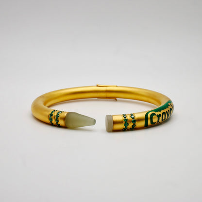 Customizable Crayon Bracelet with Nephrite and Lab Emeralds, Gold Filled