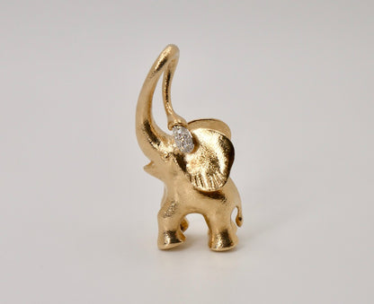 Diamond Large Elephant Pendant Charm, 18K Gold, view 4