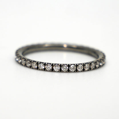 Micro Pave Thin Gold Diamond or Moissanite Ring