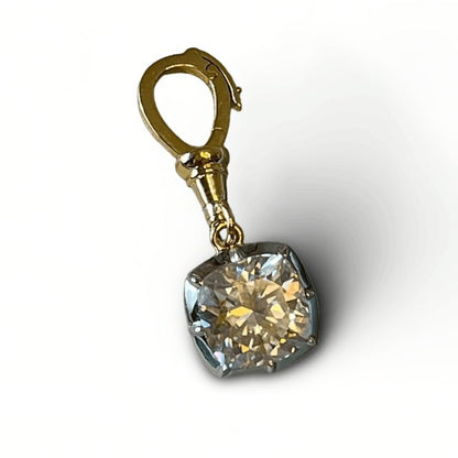 Georgian Victorian Ball Chain Cushion Lab Diamond or Moissanite Pendant, view 7