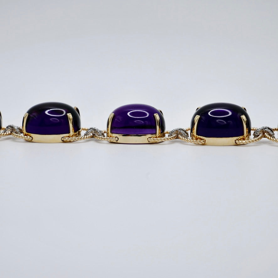 Pebble Cabochon Sicilian Moonstone/Amethyst/Citrine and Moissanite Rope Bracelet | by Disco Marshmallow | Verdura style | Sicilian jewelry | cabochon bracelet