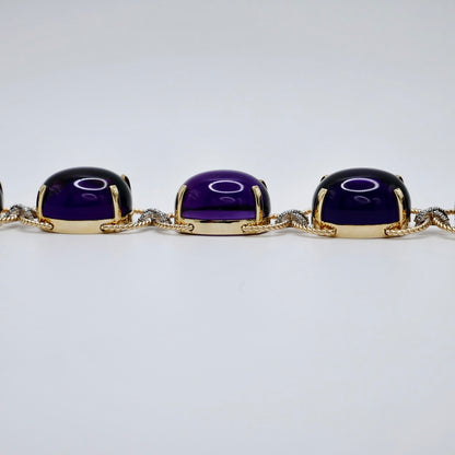 Pebble Cabochon Sicilian Moonstone/Amethyst/Citrine and Moissanite Rope Bracelet, view 7