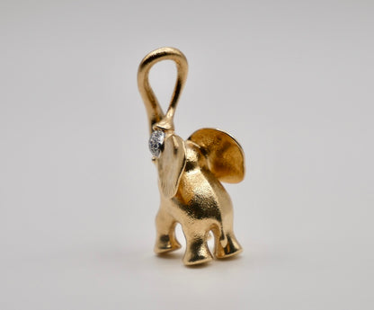 Diamond Large Elephant Pendant Charm, 18K Gold, view 7