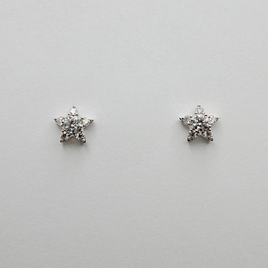 14K White Gold Moissanite Star Stud Earrings