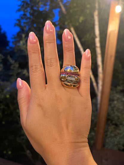 Stacked Hamburger Ring, Gold Filled, view 9