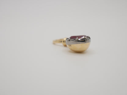 Georgian Victorian Ball Chain Heart Ruby Pendant, 18K Gold, view 3