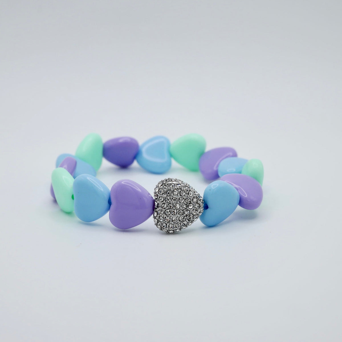 Pastel Heart Bead Stretch Bracelet with Heart Bead, 18K Gold Filled, Ready to Ship (Copy)