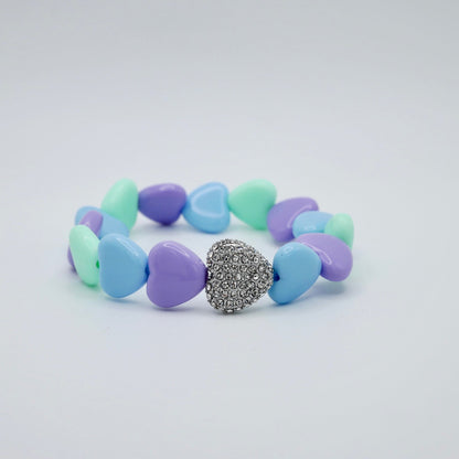 Pastel Heart Bead Stretch Bracelet with Heart Bead, 18K Gold Filled, Ready to Ship (Copy)