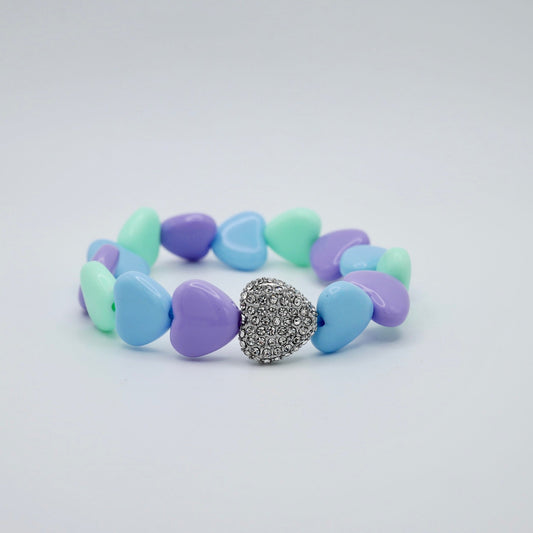 Pastel Heart Bead Stretch Bracelet with Heart Bead, 18K Gold Filled, Ready to Ship (Copy)