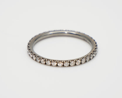 Micro Pave Thin Gold Diamond or Moissanite Ring, view 2