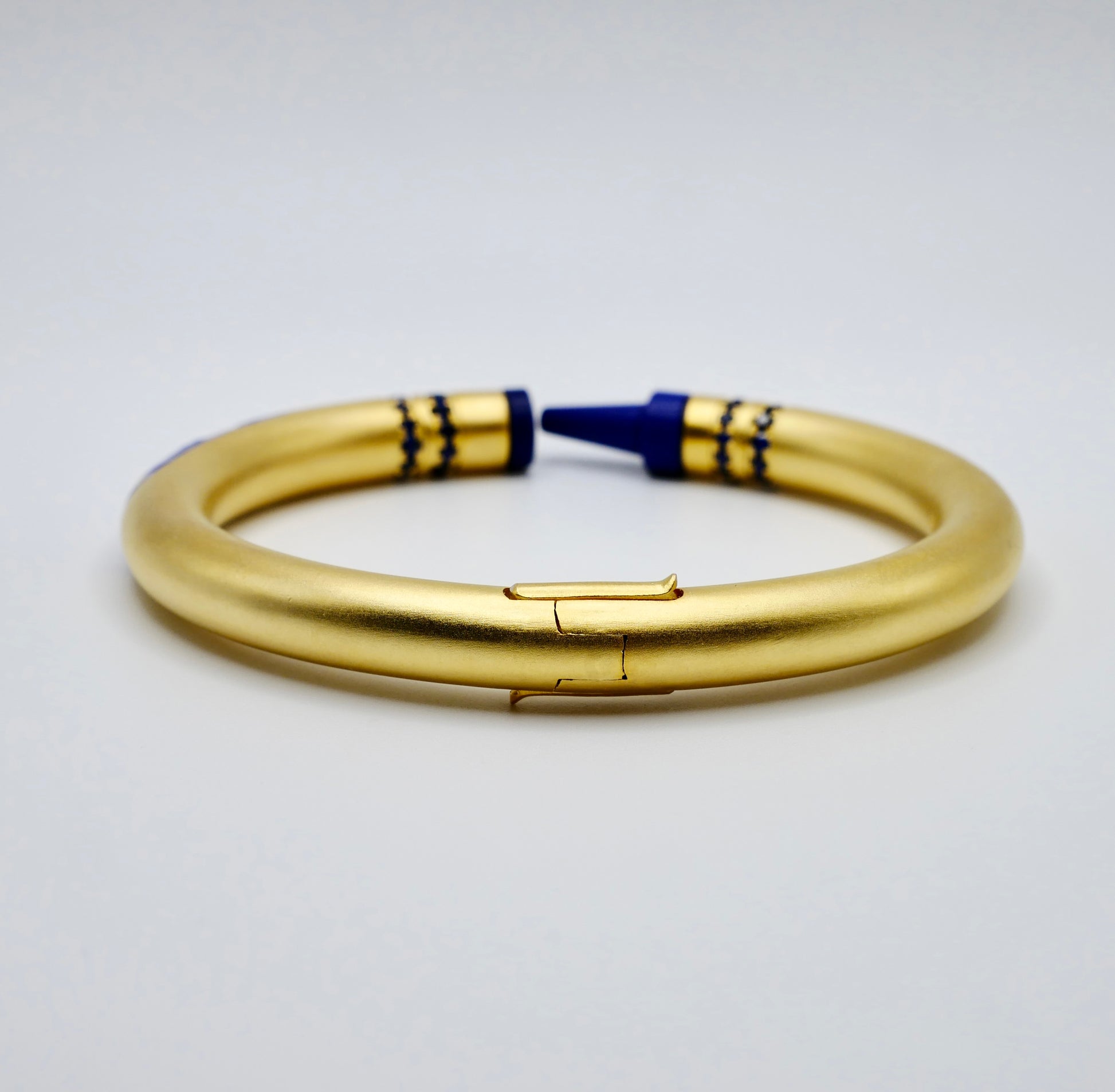 Customizable Crayon Bracelet in 18K Gold Filled with Blue Lapis and Blue Moissanites | Nadine Ghosn style | Drake jewelry | Justin Bieber jewelry | Beyonce jewelry | novelty fun fine jewelry | by Disco Marshmallow