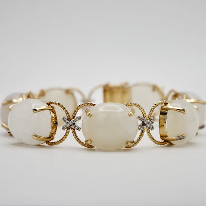 Pebble Cabochon Sicilian Moonstone/Amethyst/Citrine and Moissanite Rope Bracelet
