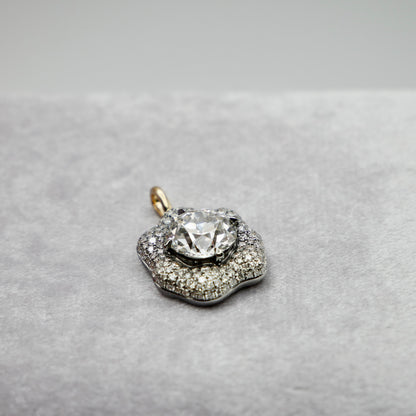 Vintage Inspired Old Mine Cut Cushion Halo Pendant, view 2