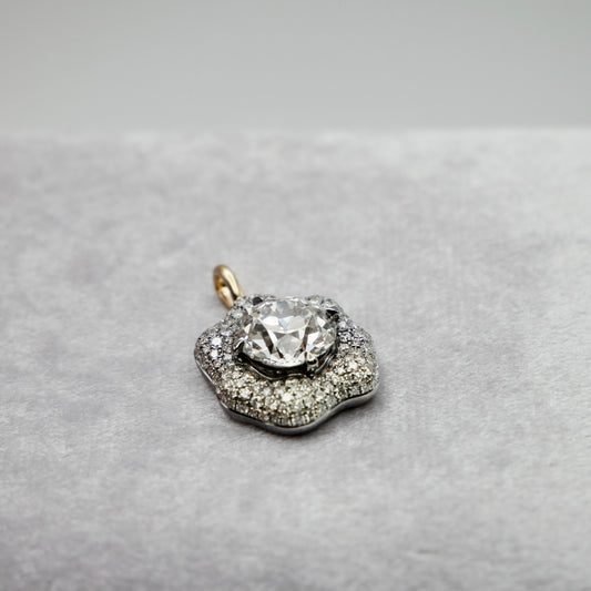 Vintage Inspired Old Mine Cut Cushion Halo Pendant, view 2
