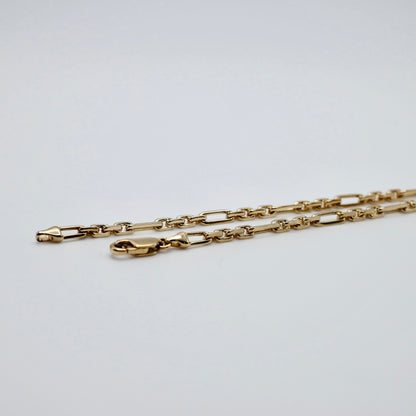 Cushion Cut Lab Diamond Gold Trombone Chain Necklace, 18K Gold