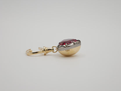 Georgian Victorian Ball Chain Heart Ruby Pendant, 18K Gold, view 9