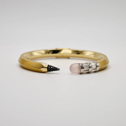 Pencil Bangle with Moissanite and Pink Nephrite