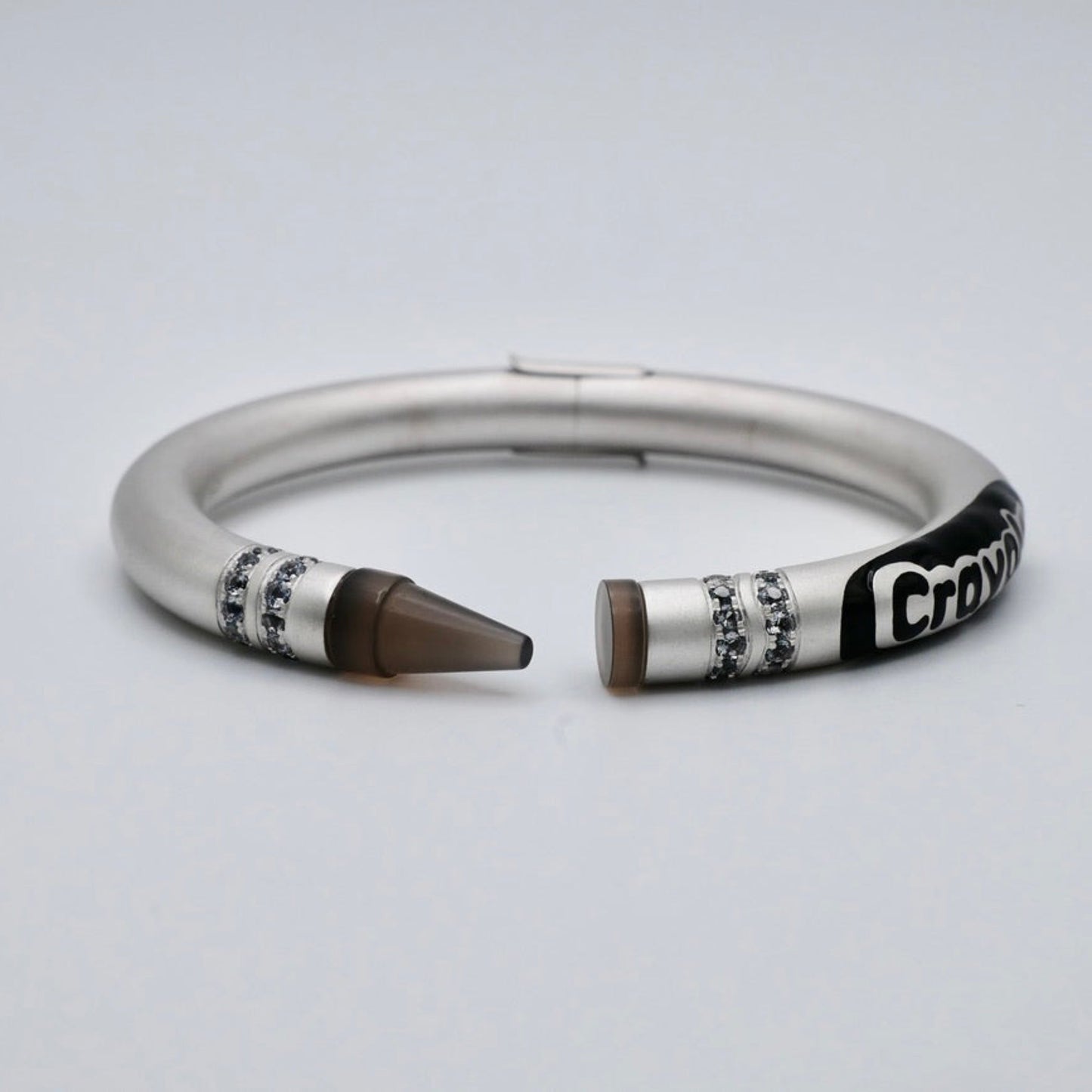 Customizable Crayon Bracelet with Grey Agate and Moissanites, Gold Filled, view 9