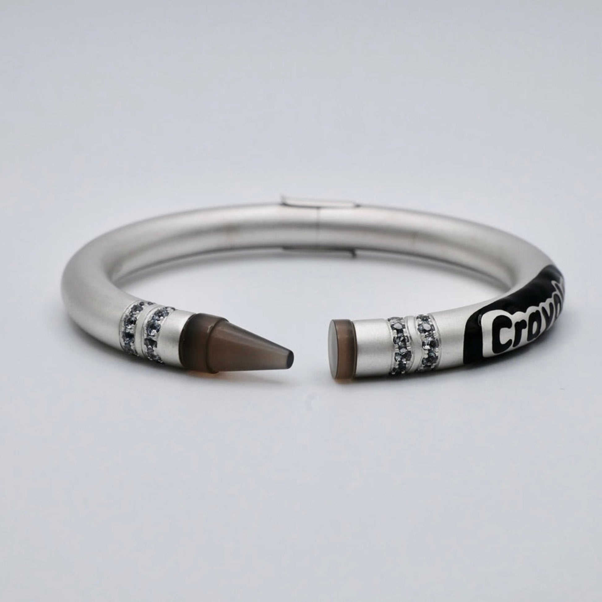 Customizable Crayon Bracelet with Grey Agate and Moissanites, Gold Filled, view 9