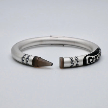 Customizable Crayon Bracelet with Grey Agate and Moissanites, Gold Filled, view 9