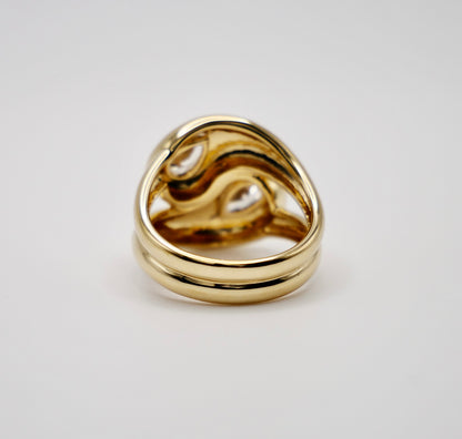 Moi et Toi Double Pear Shaped Wrap Ring, 18K Yellow Gold, view 4