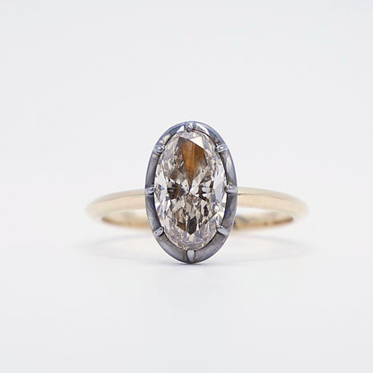 Georgian Victorian Champagne Oval Lab Diamond Ring, 14K Gold, view 5