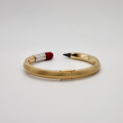 Bitten Pencil Bangle with Moissanite and Jasper, view 4