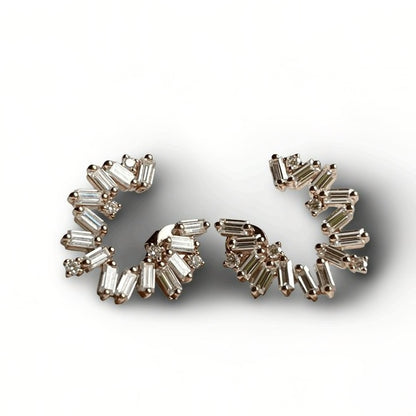 Fireworks Spiral Moissanite Hoop Earrings