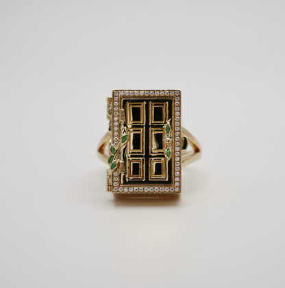 Enchanted Door Portal Moissanite and Sapphire Ring, 14K Gold, view 4