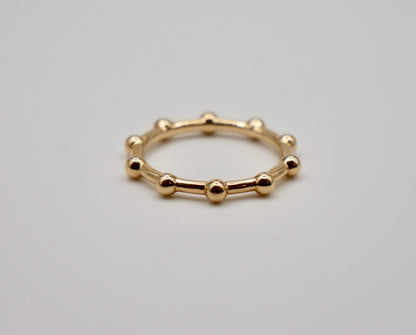 Thin Bead Dot Sphere Gold Ring, view 3