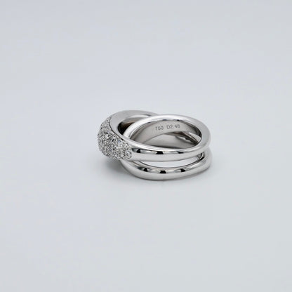 Pavé crossover dome ring in 18K white gold with lab grown diamonds, view 4