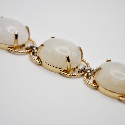 Pebble Cabochon Sicilian Moonstone/Amethyst/Citrine and Moissanite Rope Bracelet, view 5