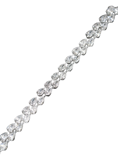 Double Row Pear Tennis Bracelet - Natural Diamonds, 18K Gold, view 2