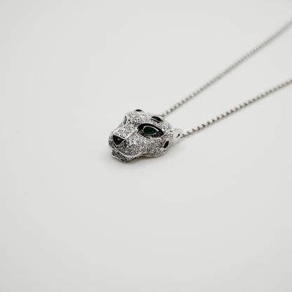 Pave Diamond Panther Necklace, 18K Gold, view 3
