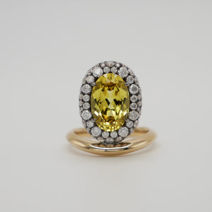 Oval Sapphire Donut Ring with Pave Moissanites, 18K Gold